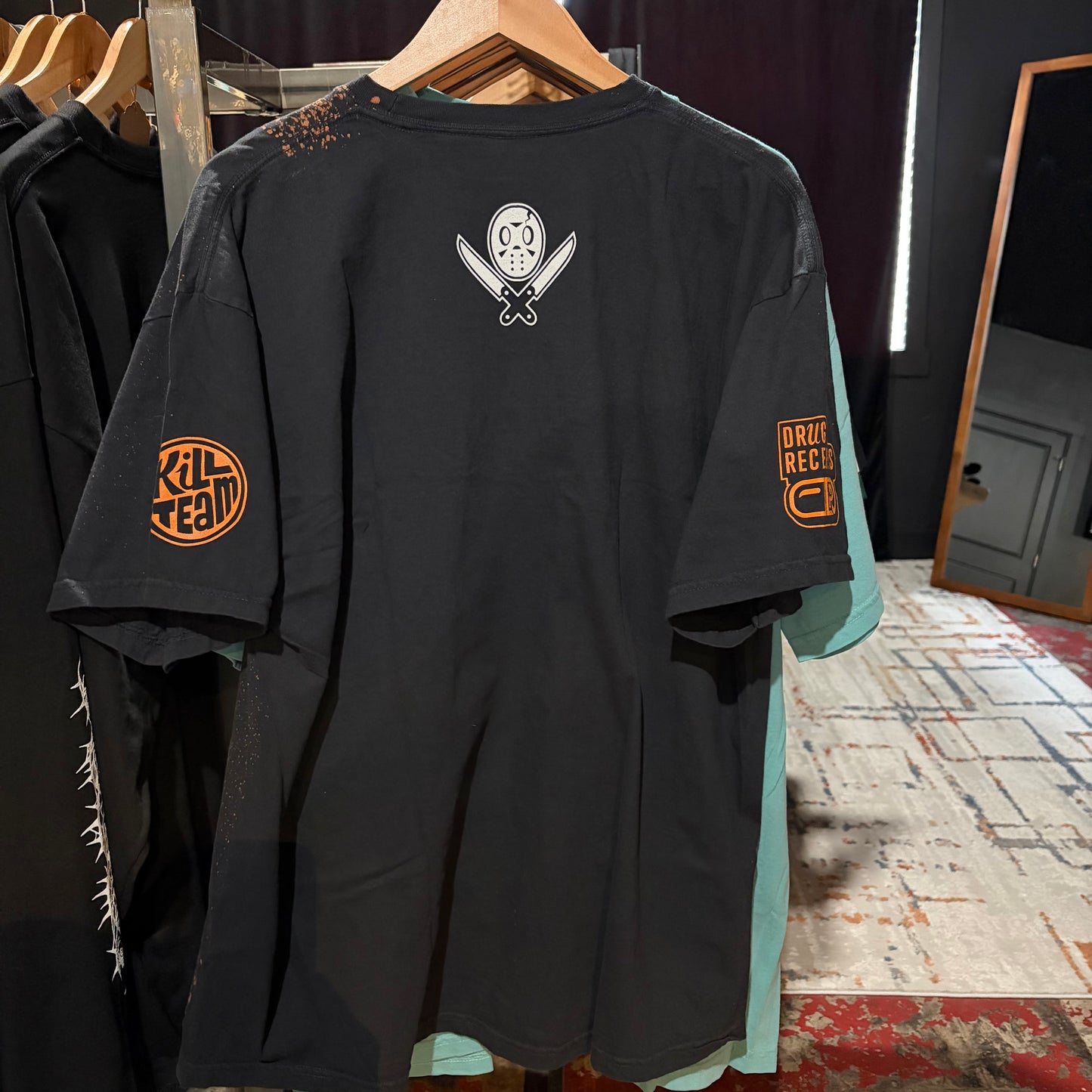 DRUG RECIEPTS: Kill Team Mask T-shirt - Black (Halloween Edition) Hand Distressed by Arlo